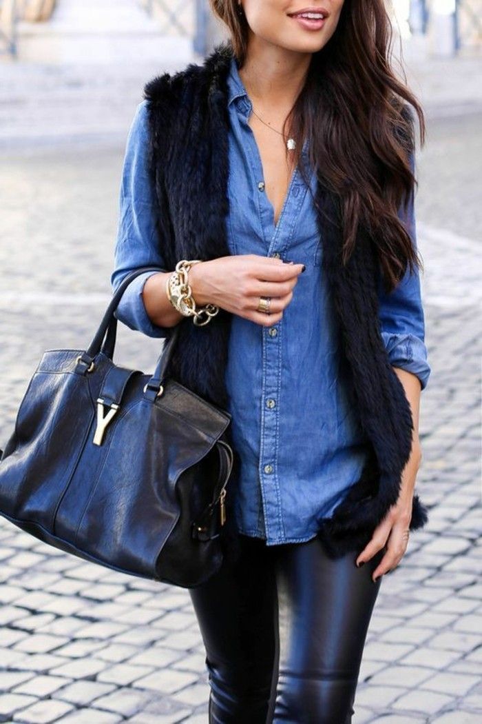 tenue chemise en jean femme