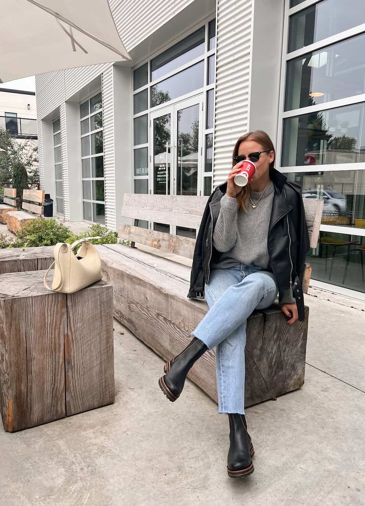 black chelsea boots and jeans