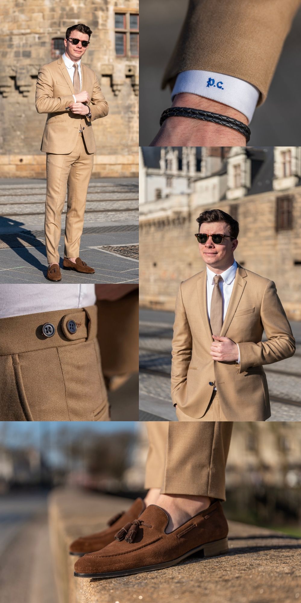 costume beige homme