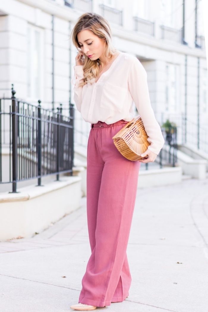 look avec pantalon rose pale