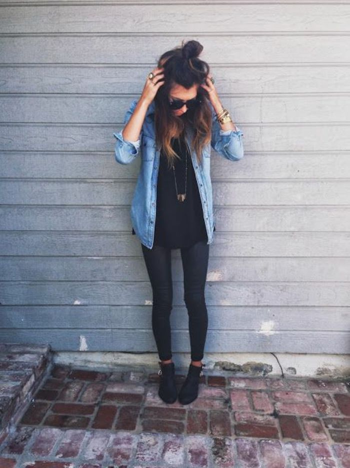 tenue chemise en jean femme