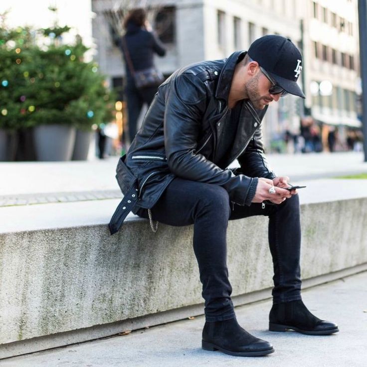 black chelsea boots and jeans