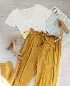 tenue pantalon jaune moutarde femme