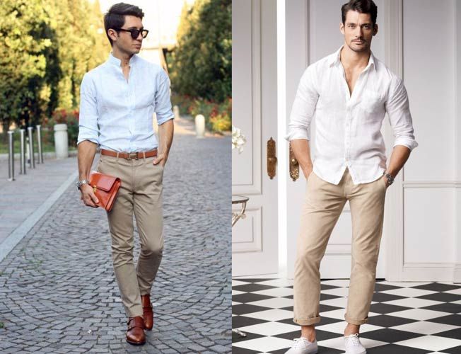 beige chinos shirt