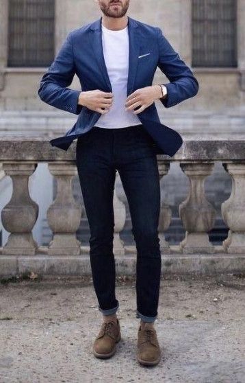 blue blazer with white t shirt