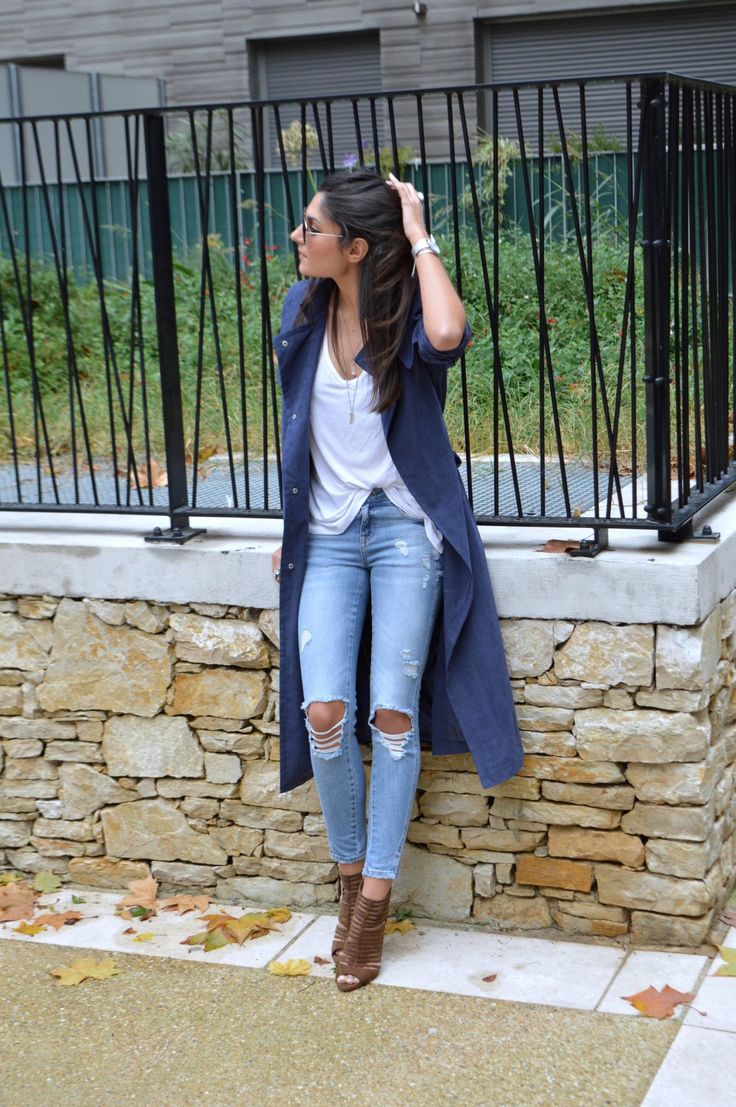 look trench bleu marine