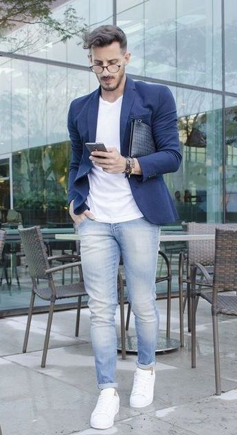 blue blazer with white t shirt