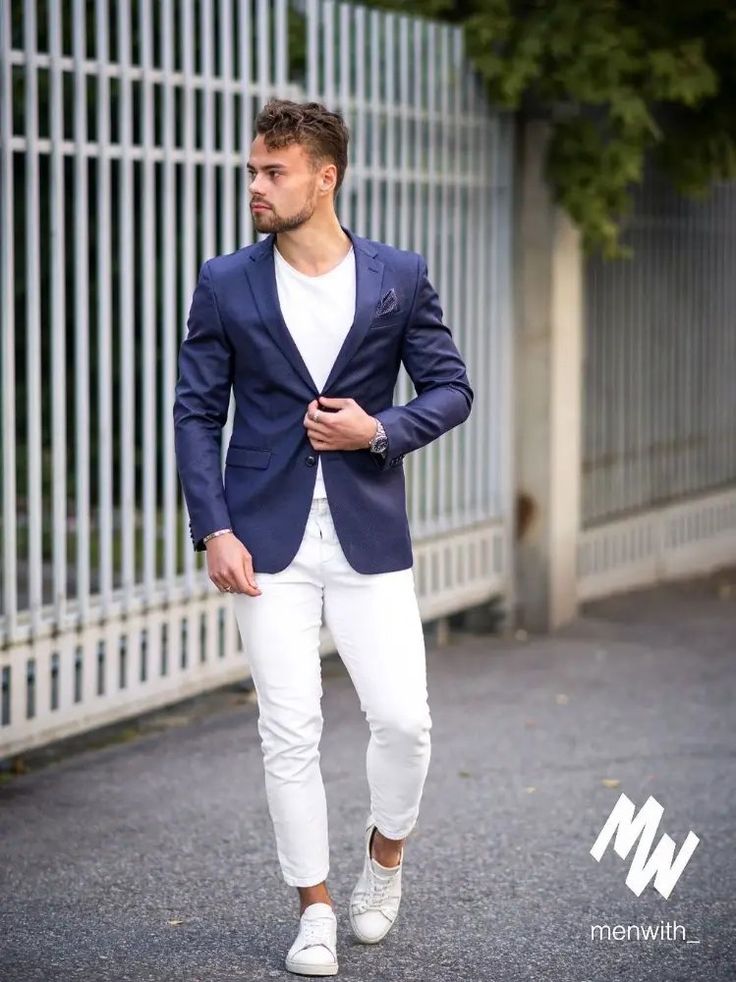 blue blazer with white t shirt