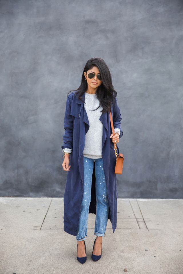 look trench bleu marine