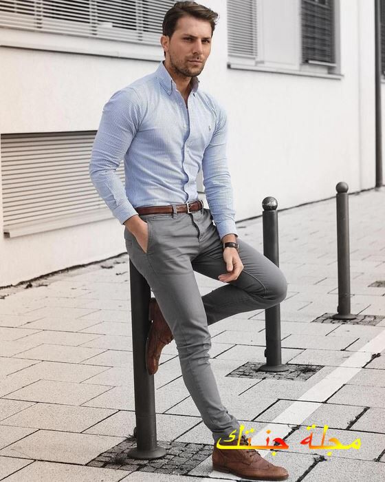 gray chino pants outfit