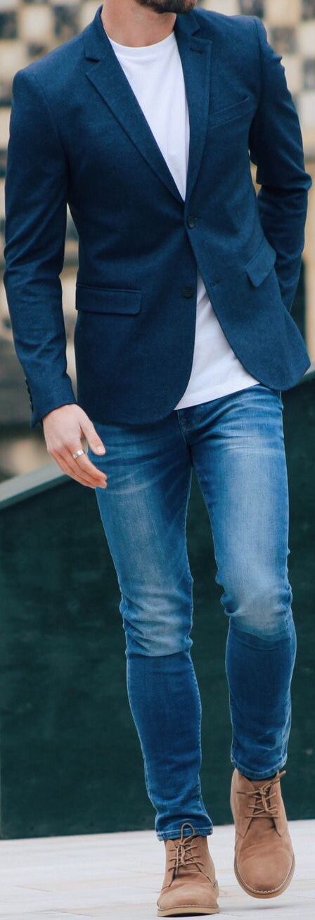 blue blazer with white t shirt