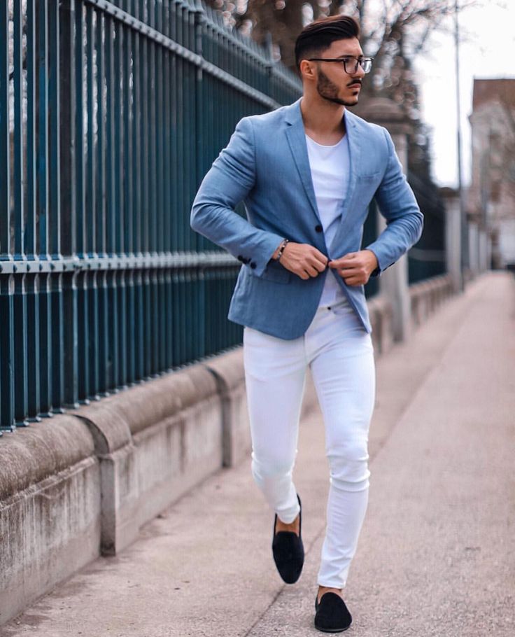 blue blazer with white t shirt