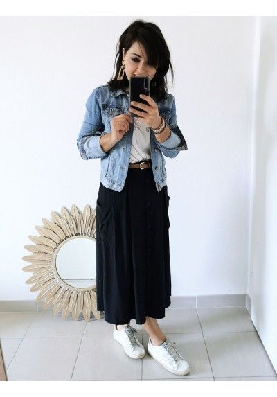 jupe longue noire look