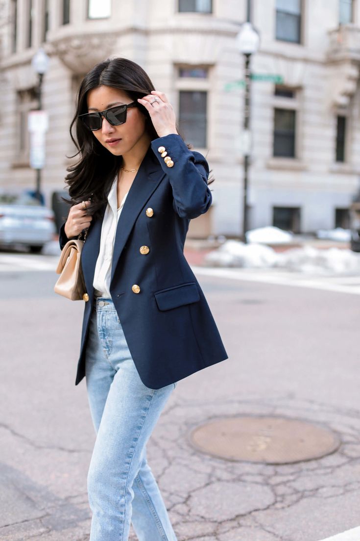look veste bleu marine