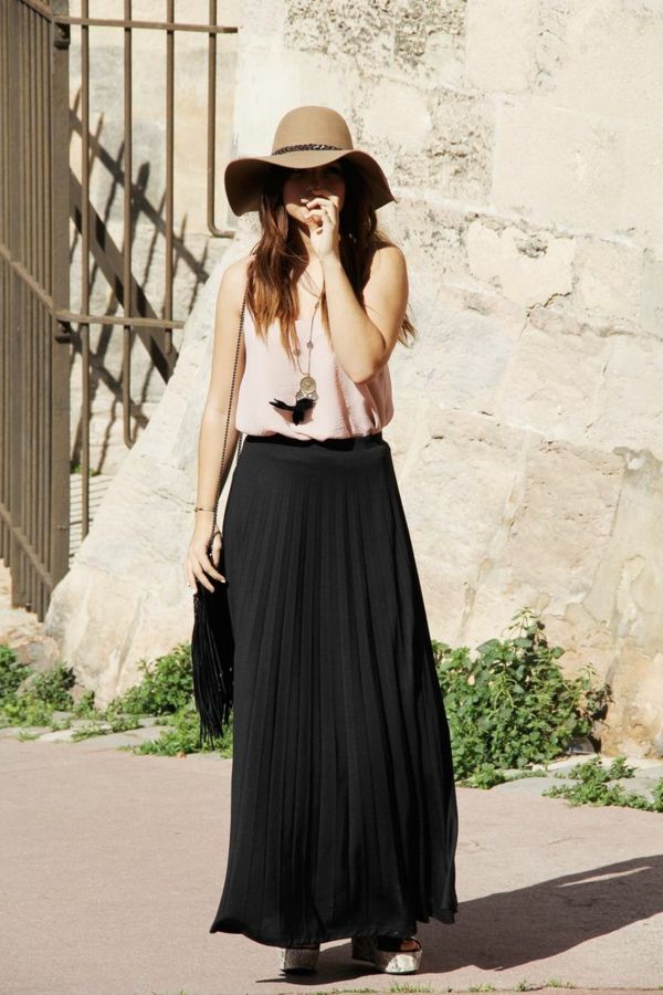 jupe longue noire look