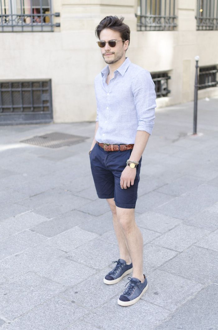 tenue avec short blanc homme