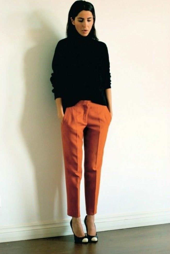 que porter avec un pantalon orange femme