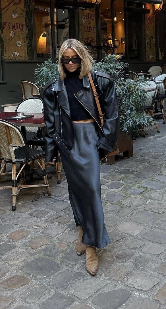 jupe longue noire look