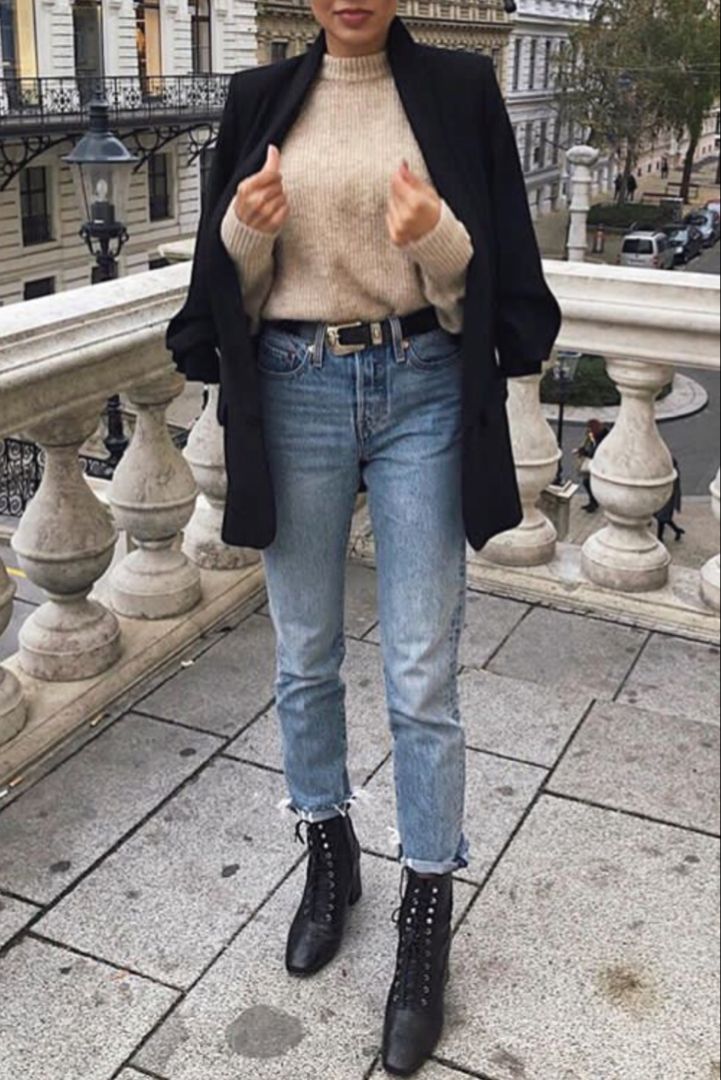 tenue hiver avec jean boyfriend