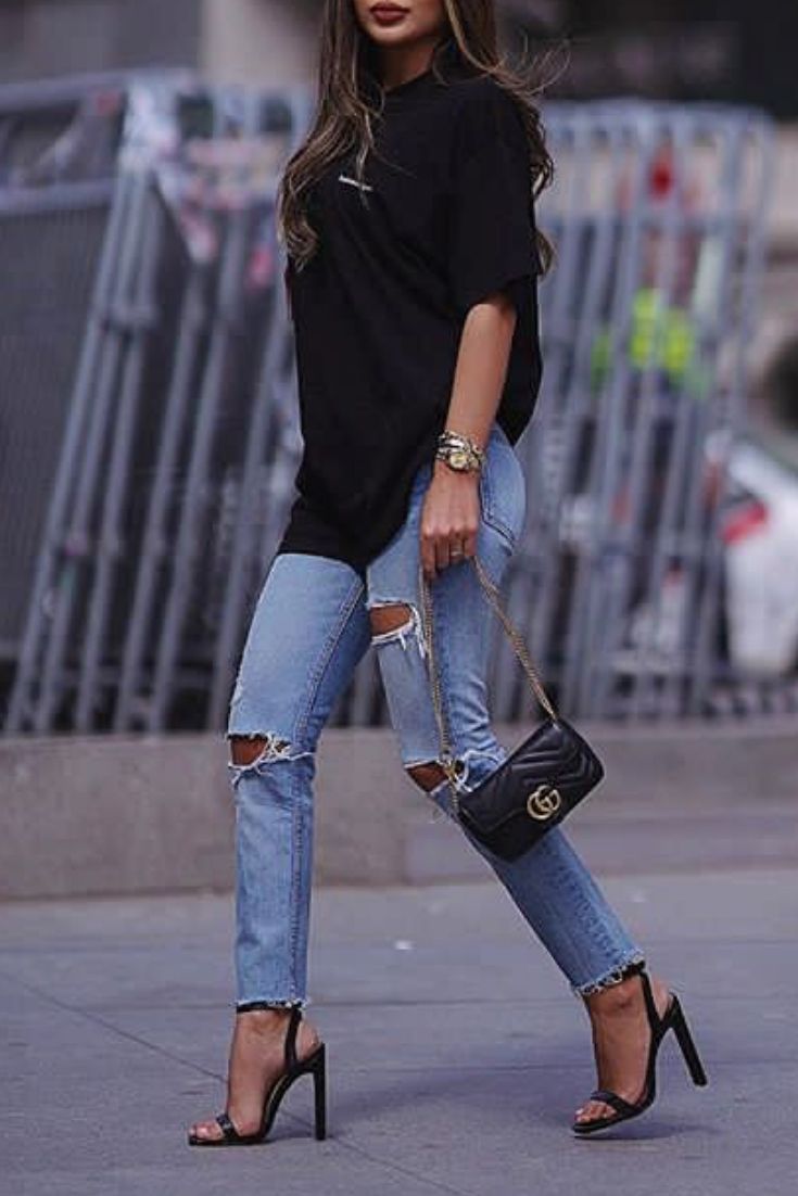 jean t shirt noir