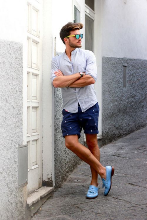 que mettre avec un short bleu marine homme