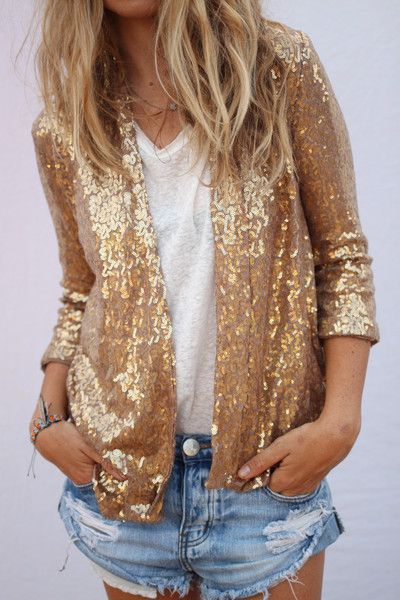 blazer pailleté doré