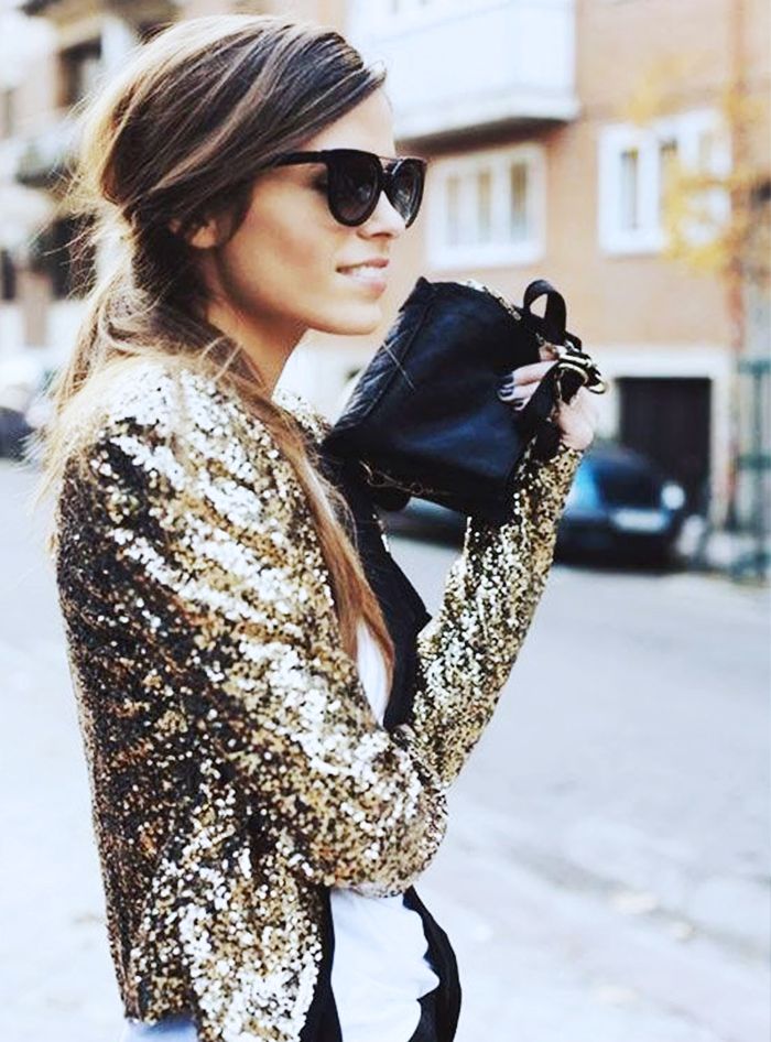 blazer pailleté doré