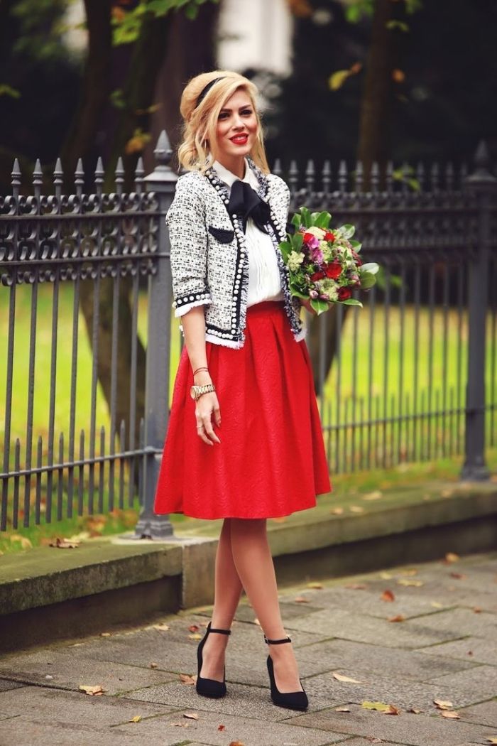 look jupe rouge hiver