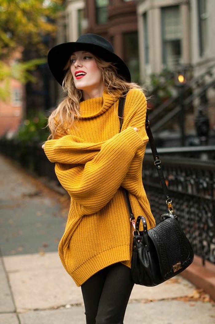 tenue avec pull moutarde