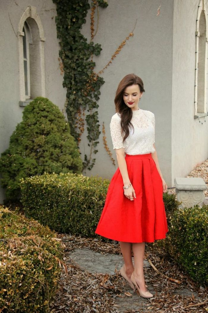 look jupe rouge hiver