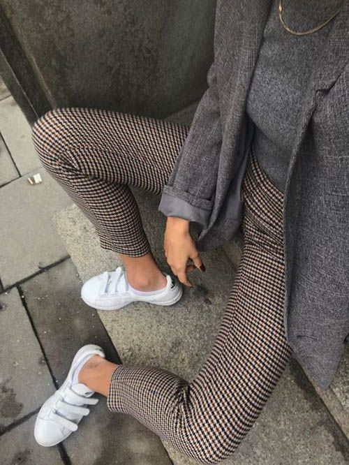 look pantalon a carreaux femme