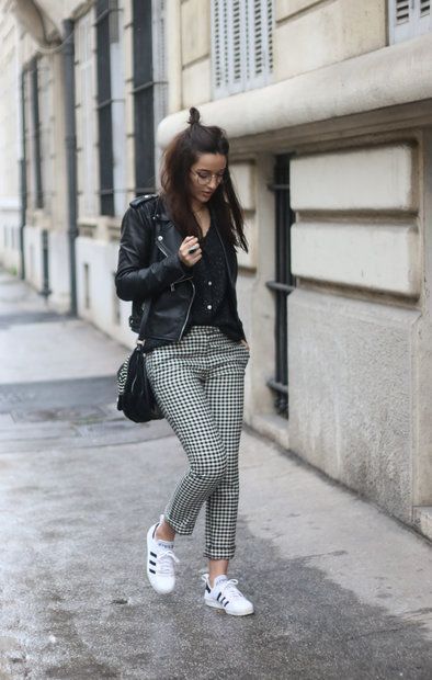 look pantalon a carreaux femme