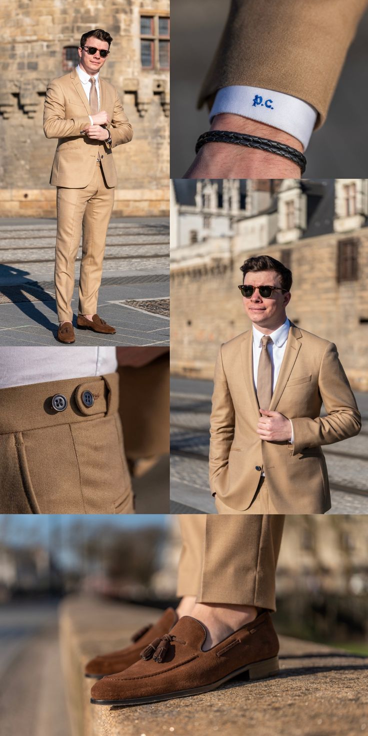 chaussure avec costume beige
